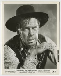 5s527 MAN WHO SHOT LIBERTY VALANCE 8x10.25 still '62 best portrait of Lee Marvin with cigarette!