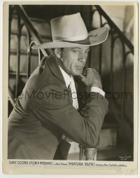 5s776 SARATOGA TRUNK 8x10.25 still '45 best portrait of Gary Cooper wearing suit & cowboy hat!