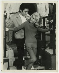 5s816 SPEEDWAY 8x10 still '68 close up of Elvis Presley on stairs with sexy Nancy Sinatra!