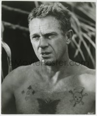 5s829 STEVE McQUEEN 8.25x9.75 still '73 barechested c/u from Papillon showing his tattoos!
