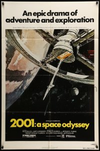 5t013 2001: A SPACE ODYSSEY 1sh R80 Stanley Kubrick, art of space wheel by Bob McCall!