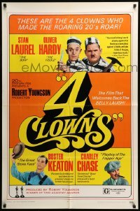 5t003 4 CLOWNS 1sh '70 Stan Laurel & Oliver Hardy, Buster Keaton, Charley Chase!
