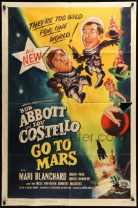 5t014 ABBOTT & COSTELLO GO TO MARS 1sh '53 art of wacky astronauts Bud & Lou in outer space!