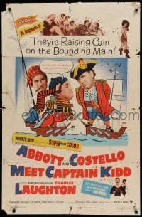 5t015 ABBOTT & COSTELLO MEET CAPTAIN KIDD 1sh '53 art of pirates Bud & Lou with Charles Laughton!