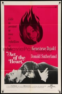5t017 ACT OF THE HEART 1sh '71 Bujold, Sutherland, I am different, red background design!