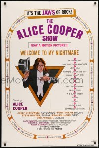 5t026 ALICE COOPER: WELCOME TO MY NIGHTMARE 1sh '75 JAWS of rock, art of Alice Cooper by Struzan!