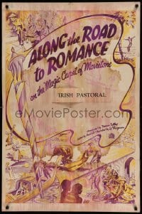 5t033 ALONG THE ROAD TO ROMANCE 1sh '30s on the magic carpet of Movietone, cool travel art!