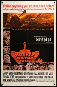 5t074 BATTLE OF THE BULGE Cinerama 1sh '66 Henry Fonda, Robert Shaw, cool Thurston tank art!
