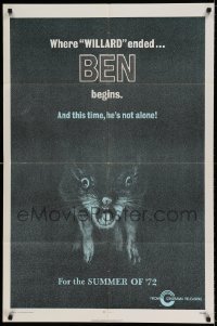 5t078 BEN teaser 1sh '72 art of lots of rats, Willard 2, this time he's not alone!