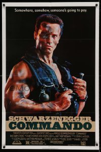 5t183 COMMANDO 1sh '85 Arnold Schwarzenegger is going to make someone pay!