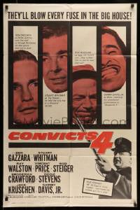 5t193 CONVICTS 4 1sh '62 cool art of Sammy Davis Jr, Vincent Price, Ben Gazzara!