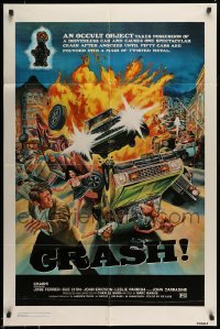 5t198 CRASH 1sh '76 Charles Band, an occult object drives car to create mass of twisted metal!