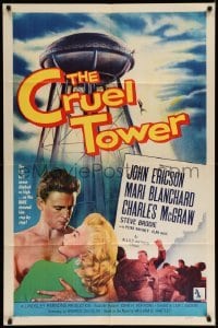 5t204 CRUEL TOWER 1sh '56 the higher they climb, the closer they get to terror!