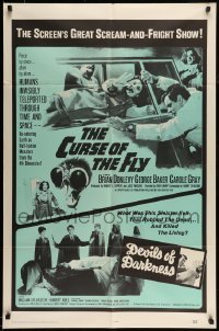 5t207 CURSE OF THE FLY/DEVILS OF DARKNESS 1sh '65 great scream-and-fright double-bill!