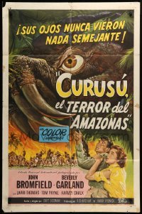 5t210 CURUCU, BEAST OF THE AMAZON Spanish/US 1sh '56 Universal horror, monster art by Reynold Brown!