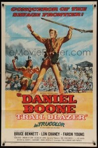 5t215 DANIEL BOONE TRAIL BLAZER 1sh '56 art of Bruce Bennett, conqueror of the savage frontier!