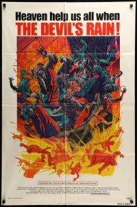 5t236 DEVIL'S RAIN 1sh '75 Ernest Borgnine, William Shatner, Anton Lavey, cool Mort Kunstler art!