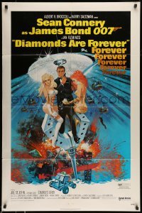 5t238 DIAMONDS ARE FOREVER 1sh '71 art of Sean Connery as James Bond 007 by Robert McGinnis!