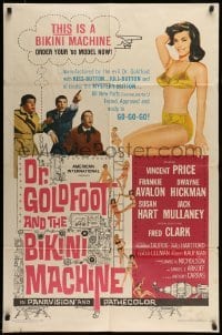 5t254 DR. GOLDFOOT & THE BIKINI MACHINE 1sh '65 Vincent Price, sexy babes with kiss & kill buttons!