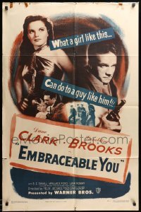 5t268 EMBRACEABLE YOU 1sh '48 sexy Geraldine Brooks was looking for trouble & Dane Clark!