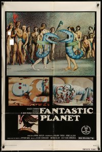 5t290 FANTASTIC PLANET 1sh '73 La Planete Sauvage, wild sci-fi cartoon art, Cannes winner!
