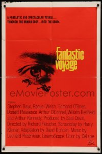 5t291 FANTASTIC VOYAGE 1sh '66 best art of tiny people going to the human brain!