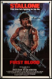 5t304 FIRST BLOOD int'l 1sh '82 artwork of Sylvester Stallone as John Rambo by Drew Struzan!