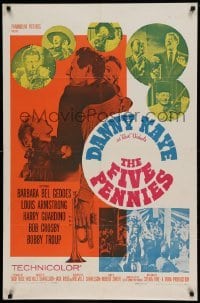 5t311 FIVE PENNIES 1sh '59 great artwork of Danny Kaye, Louis Armstrong & Barbara Bel Geddes!
