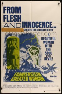 5t329 FRANKENSTEIN CREATED WOMAN 1sh '67 Peter Cushing, Susan Denberg had the soul of the Devil!
