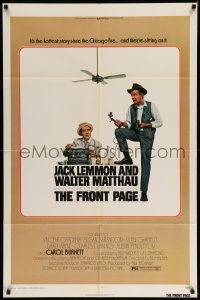 5t334 FRONT PAGE 1sh '75 Lettick art of Jack Lemmon & Walter Matthau, directed by Billy Wilder!