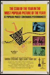 5t335 FUNNY GIRL awards 1sh '69 Barbra Streisand as Fanny Brice in The Queen of the Swans!