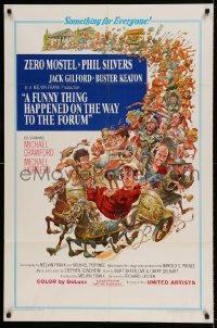 5t336 FUNNY THING HAPPENED ON THE WAY TO THE FORUM 1sh '66 Jack Davis art of Mostel & cast!