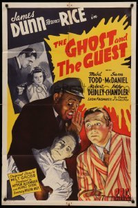 5t344 GHOST & THE GUEST 1sh '43 stone litho art of James Dunn, Florence Rice & Sam McDaniel!