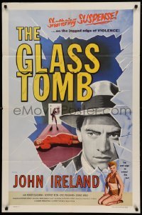 5t352 GLASS TOMB 1sh '55 Honor Blackman is an animal on the jagged edge of violence!