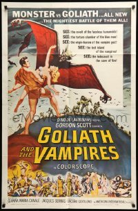 5t360 GOLIATH & THE VAMPIRES 1sh '64 Maciste Contro il Vampiro, cool fantasy art by Reynold Brown!