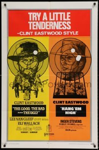 5t364 GOOD, THE BAD & THE UGLY/HANG 'EM HIGH 1sh '69 Clint Eastwood, try a little tenderness!