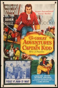 5t368 GREAT ADVENTURES OF CAPTAIN KIDD chapter 1 1sh '53 serial action, Pirate vs. Man-of-War!