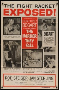 5t385 HARDER THEY FALL style B 1sh '56 Humphrey Bogart, Rod Steiger, boxing classic, cool images!