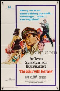 5t396 HELL WITH HEROES 1sh '68 Rod Taylor, Claudia Cardinale, they all had something to sell!