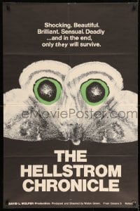 5t399 HELLSTROM CHRONICLE 1sh '71 cool huge moth close up image, only THEY will survive!