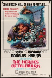 5t404 HEROES OF TELEMARK 1sh '66 Kirk Douglas & Richard Harris stop Nazis making atom bomb!