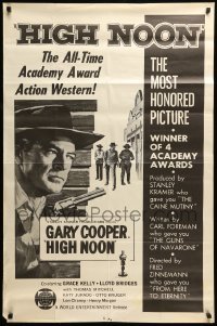 5t406 HIGH NOON 1sh R66 art of cowboy Gary Cooper, Fred Zinnemann classic!
