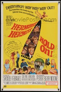 5t411 HOLD ON 1sh '66 rock & roll, great image of Herman's Hermits, Shelley Fabares!