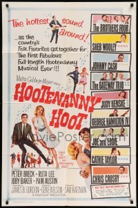5t414 HOOTENANNY HOOT 1sh '63 Johnny Cash and a ton of top country music stars!