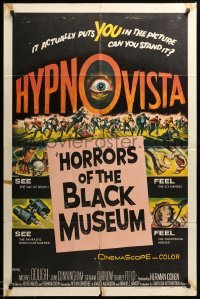 5t415 HORRORS OF THE BLACK MUSEUM 1sh '59 an amazing new dimension in screen thrills, Hypno-Vista!