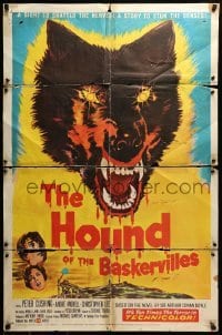 5t421 HOUND OF THE BASKERVILLES 1sh '59 Peter Cushing, great blood-dripping dog artwork!