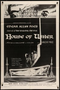 5t424 HOUSE OF USHER 1sh R67 Edgar Allan Poe's tale of the ungodly & evil, art by Reynold Brown!