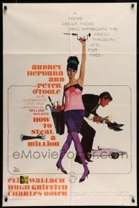 5t426 HOW TO STEAL A MILLION 1sh '66 art of sexy Audrey Hepburn & Peter O'Toole by McGinnis!