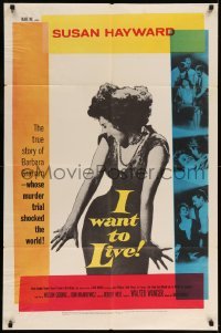 5t438 I WANT TO LIVE 1sh '58 Susan Hayward as Barbara Graham, party girl convicted of murder!