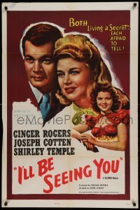 5t445 I'LL BE SEEING YOU 1sh R56 cool image of Ginger Rogers, Joseph Cotten & Shirley Temple!
